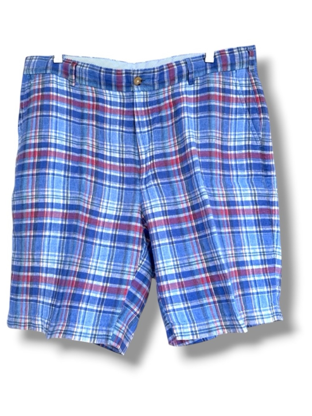 Peter Millar Men’s Red/Blue Plaid Linen Golf Shorts Waist 36